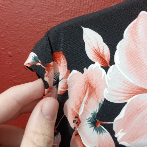 Connected Apparel Black and Pink Floral Midi Dress - Picture 11 of 11